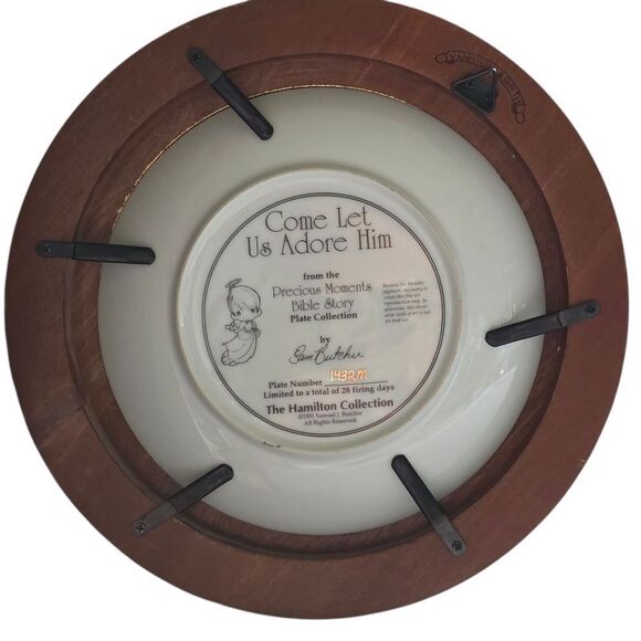 "Come Let Us Adore Him" 1991 Hamilton Collection 8" Plate In Plate Frame - Picture 2 of 3
